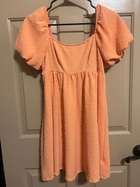 Altar'd State Peach Puff Puff-Sleeve Mini Dress